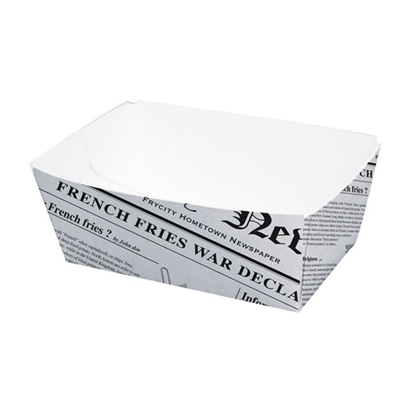 Packnwood Sturdy Newspaper Printed Basket, 8.5 oz, 3.5" x 2.2" x 1.6" H, Case of 1000