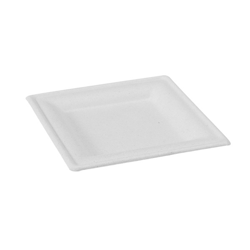 Packnwood White Square Sugarcane Plate, 10.2" x 10.2", Case of 250