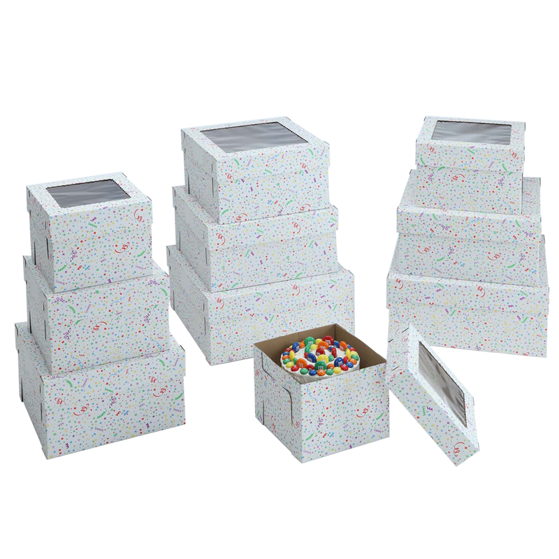 Party Print Cake Box with Window, 2 piece set