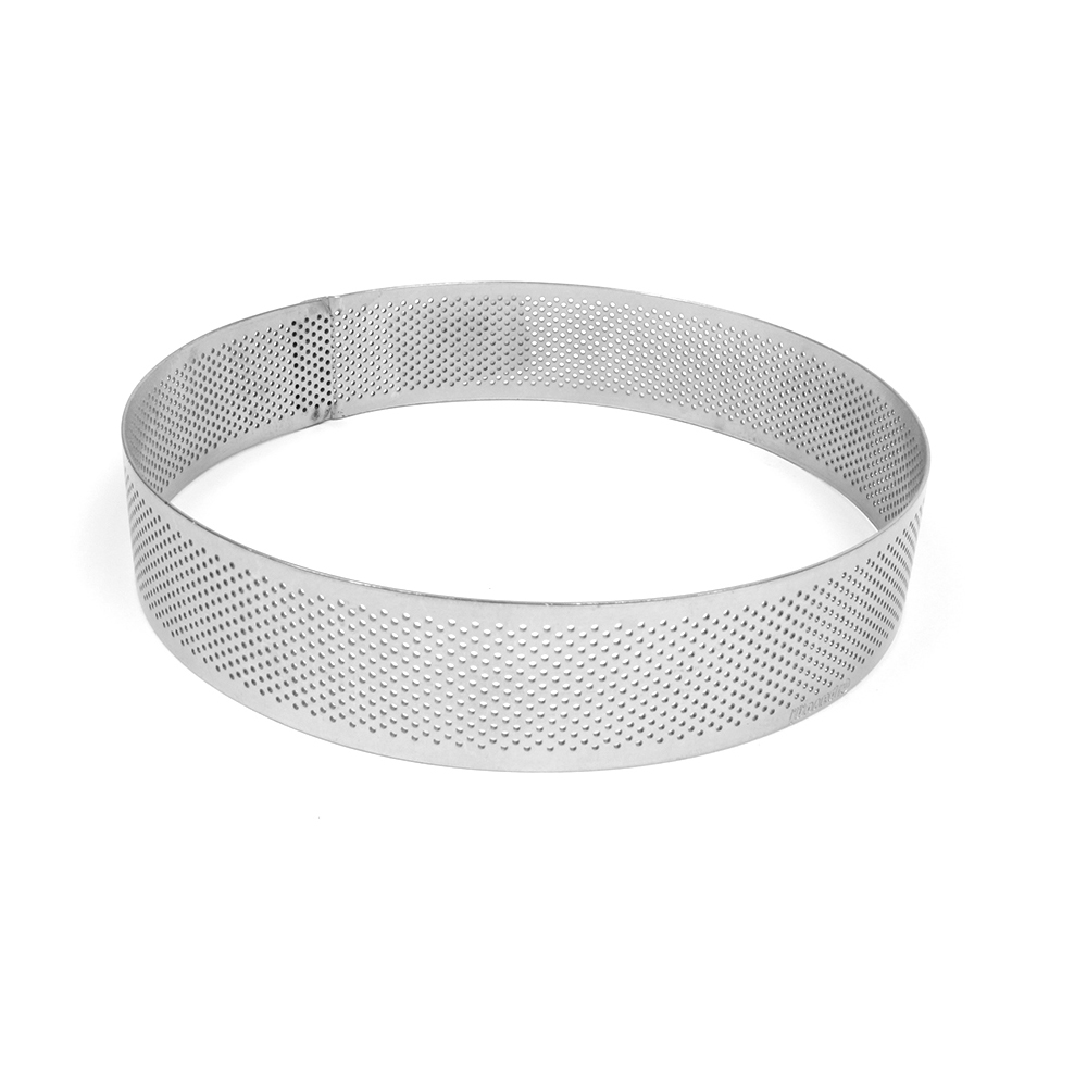 Pavoni "Progetto Crostate" Perforated Stainless Round Tart Ring, 7-1/2" (19cm) Dia. x 1-3/8" (3.5cm) High 
