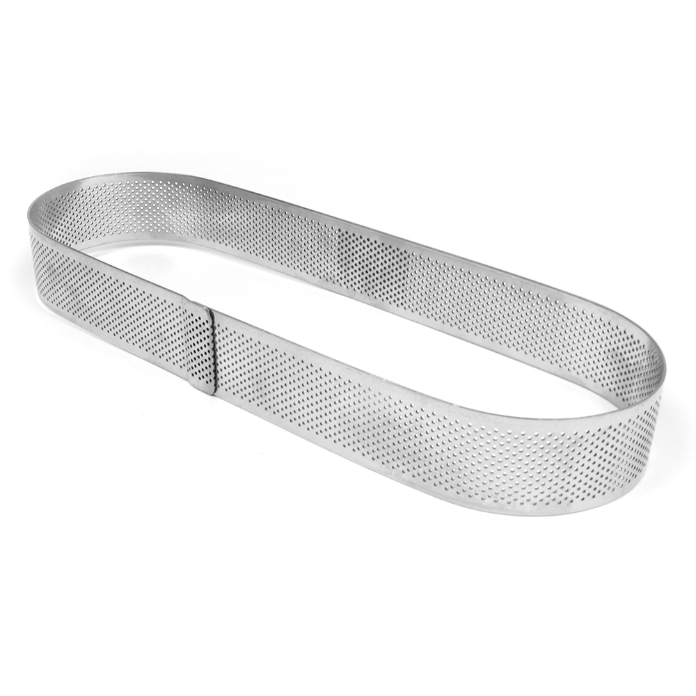 Pavoni "Progetto Crostate" Perforated Stainless Oval Tart Ring, 11-3/8" x 3-1/2" x 1-3/8" High (29x9x3.5cm)