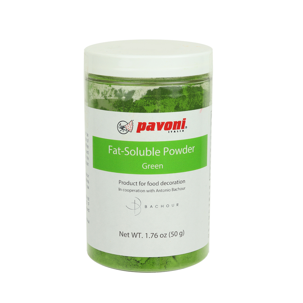 Pavoni Green Fat Soluble Powder Food Color by Antonio Bachour, 50 gr. 