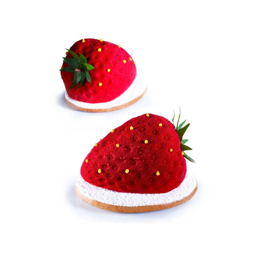 Pavoni Pavoflex Silicone Tutti Frutti 3D Mold, Strawberry, 71mm x 54mm x 46mm H, 20 cavities