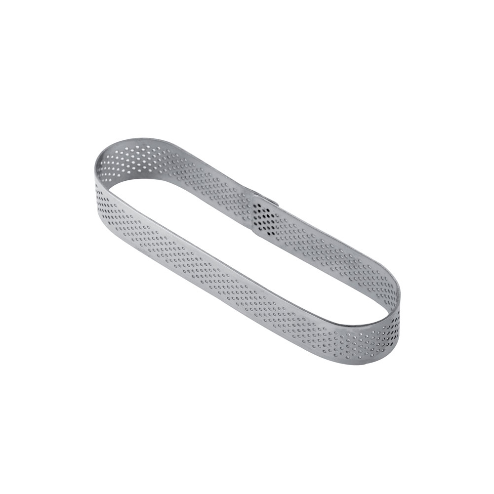 Pavoni Perforated Stainless Eclair Tart Ring, 125 x 30 x 20 mm H
