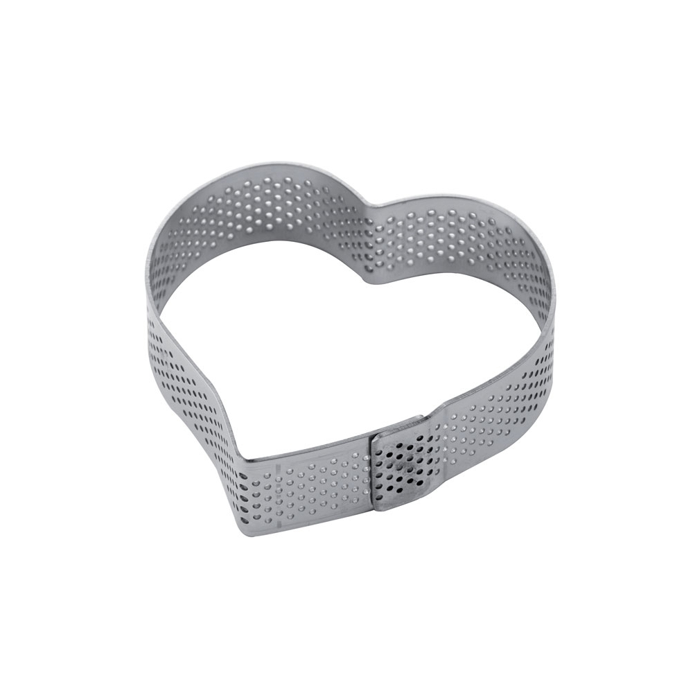 Pavoni Perforated Stainless Mini Heart Tart Ring, 74 x 62 x 20 mm H