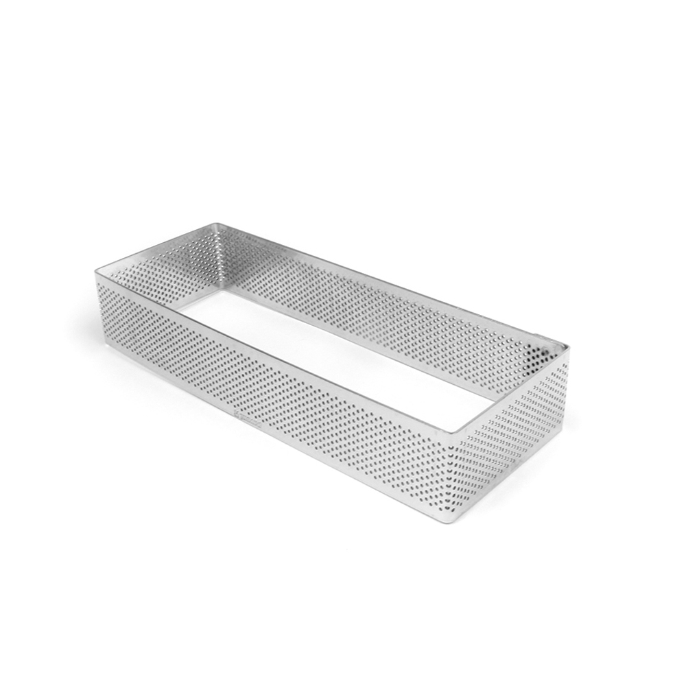 Pavoni Perforated Stainless Steel Rectangular Tart Ring, 3 1/2" x 11 1/2" x 1 1/2" (3.5cm) High 