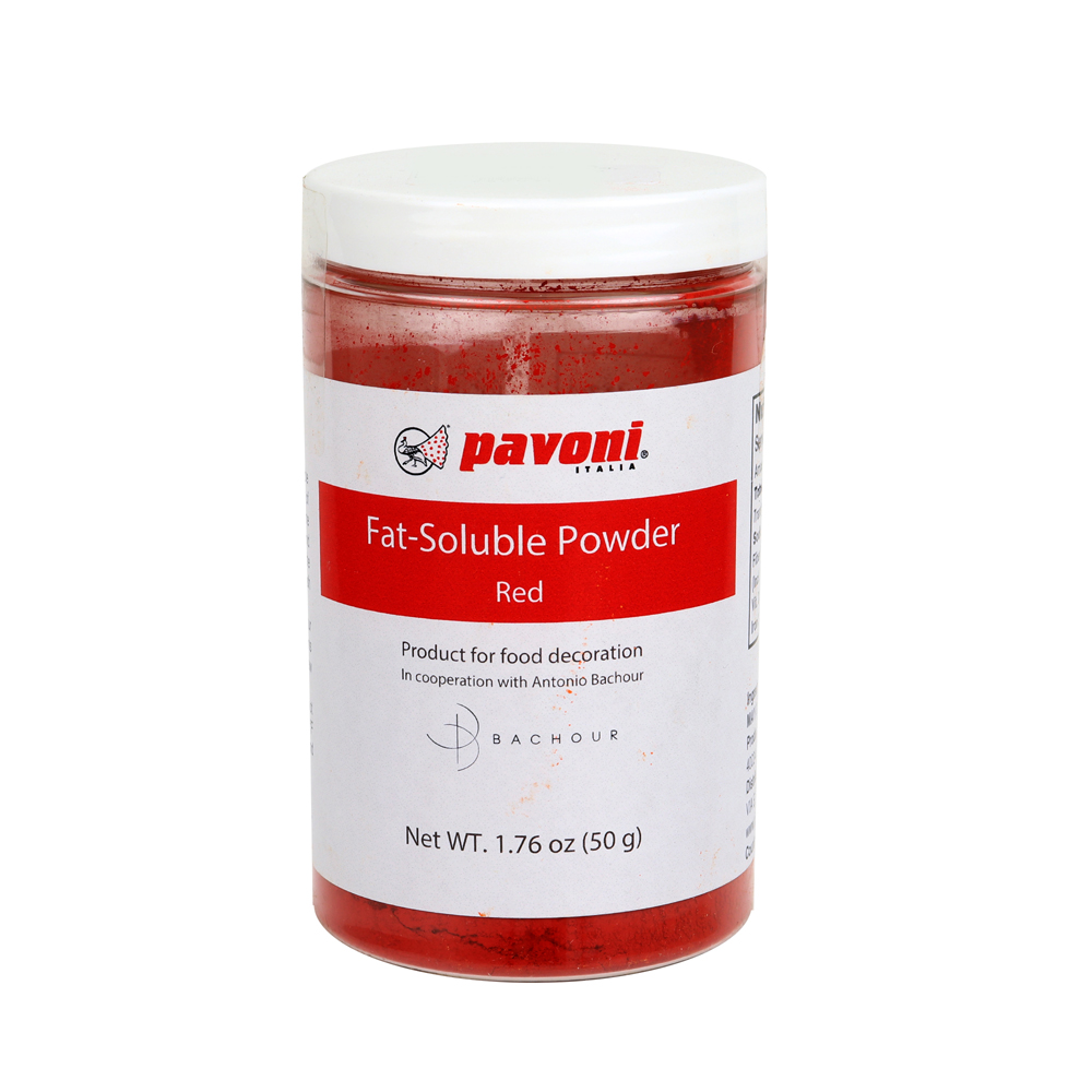 Pavoni Red Fat Soluble Powder Food Color by Antonio Bachour, 50 gr.