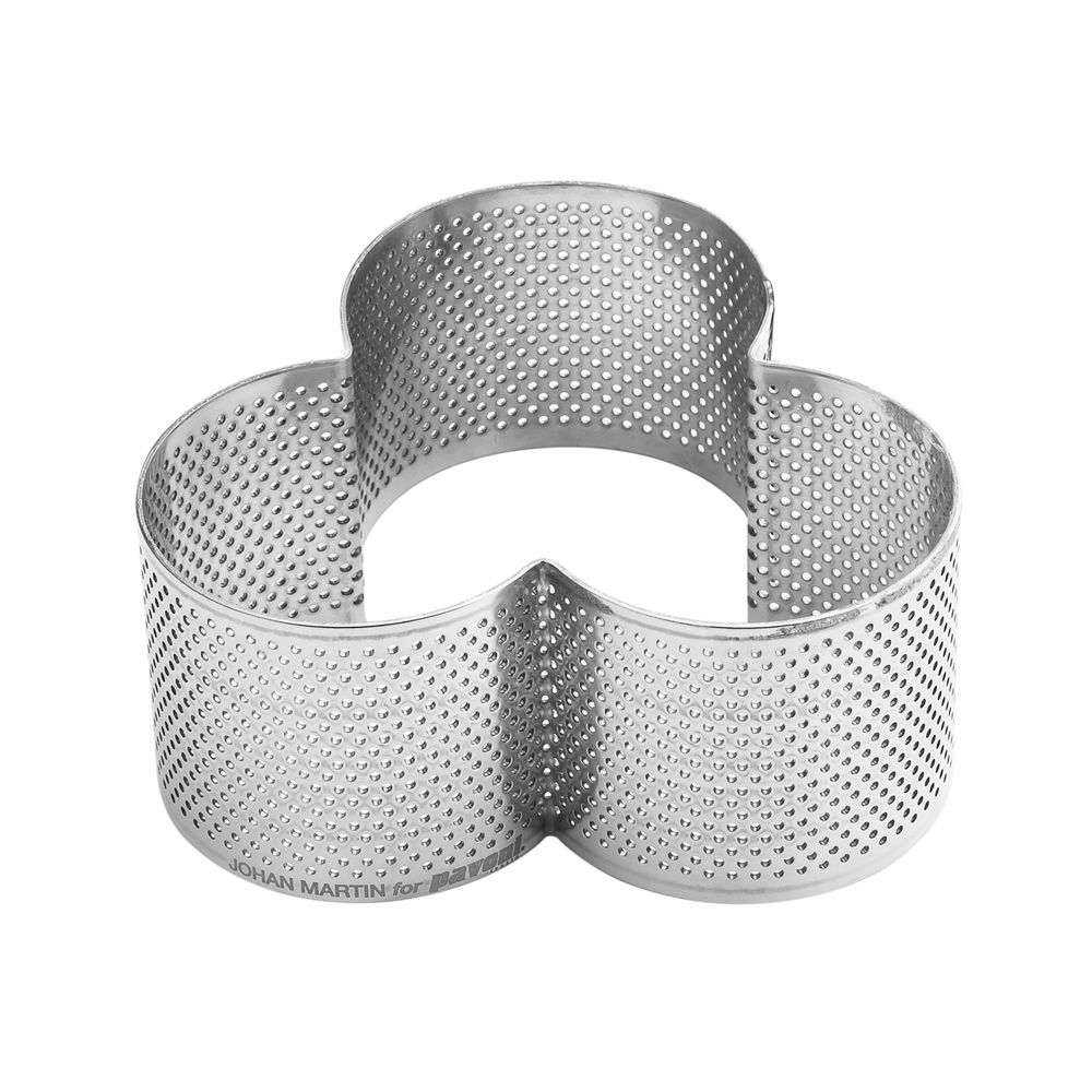 Pavoni Stainless Steel Perforated Cake Ring, Clover Leaf, 1.8