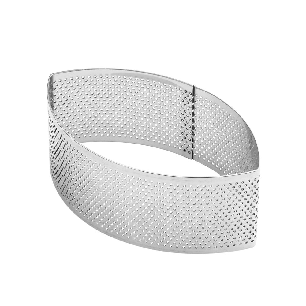 Pavoni Stainless Steel Perforated Cake Ring, Pointed Oval, 4.9" x 2.9" x 1.8"