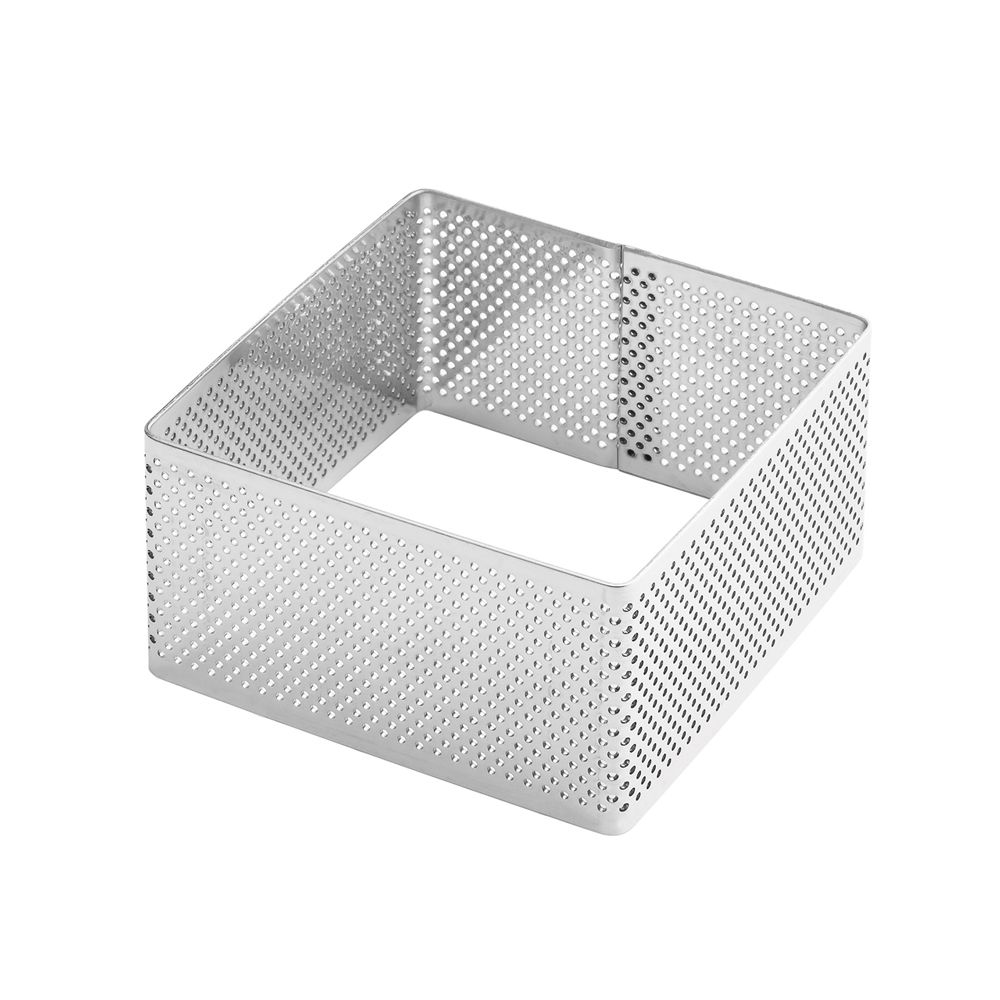 Pavoni Stainless Steel Perforated Cake Ring, Square, 1.8