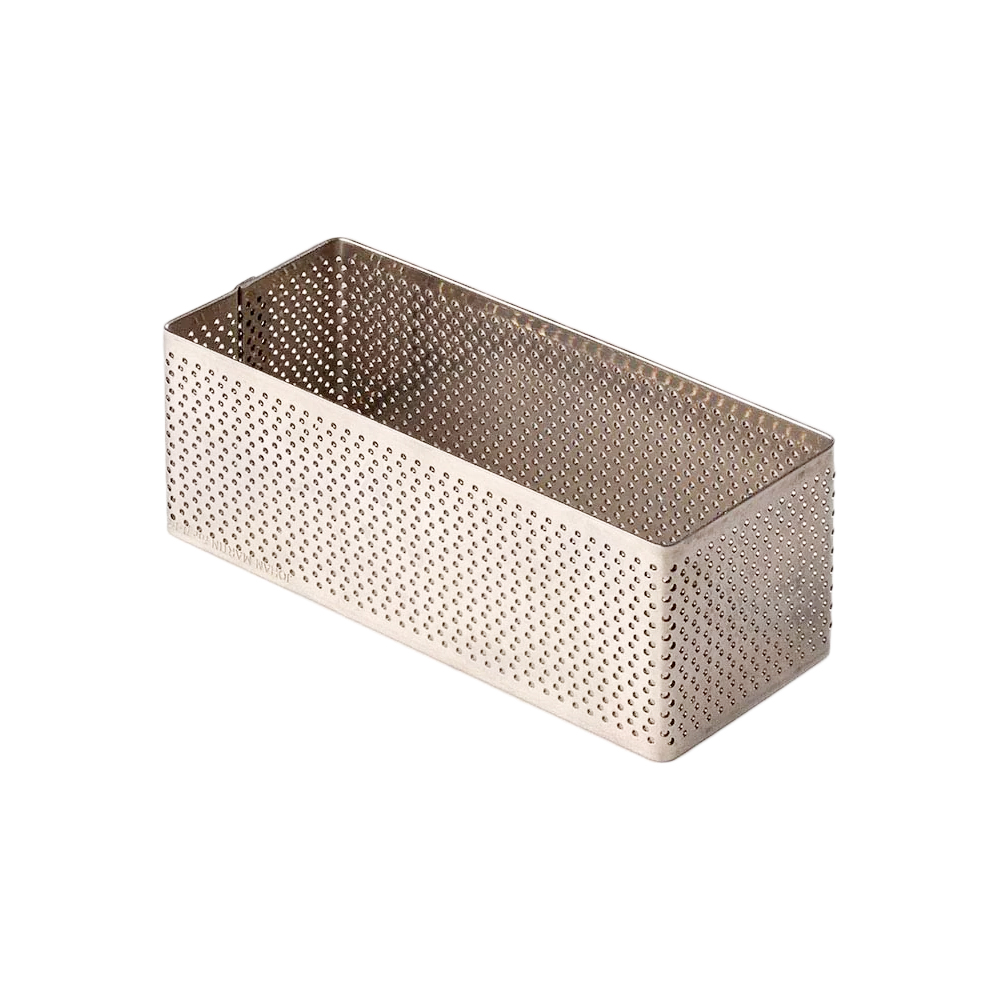 Pavoni Stainless Steel Rectangular Perforated Cake Ring, 4.7" x 2.0" x 1.8"
