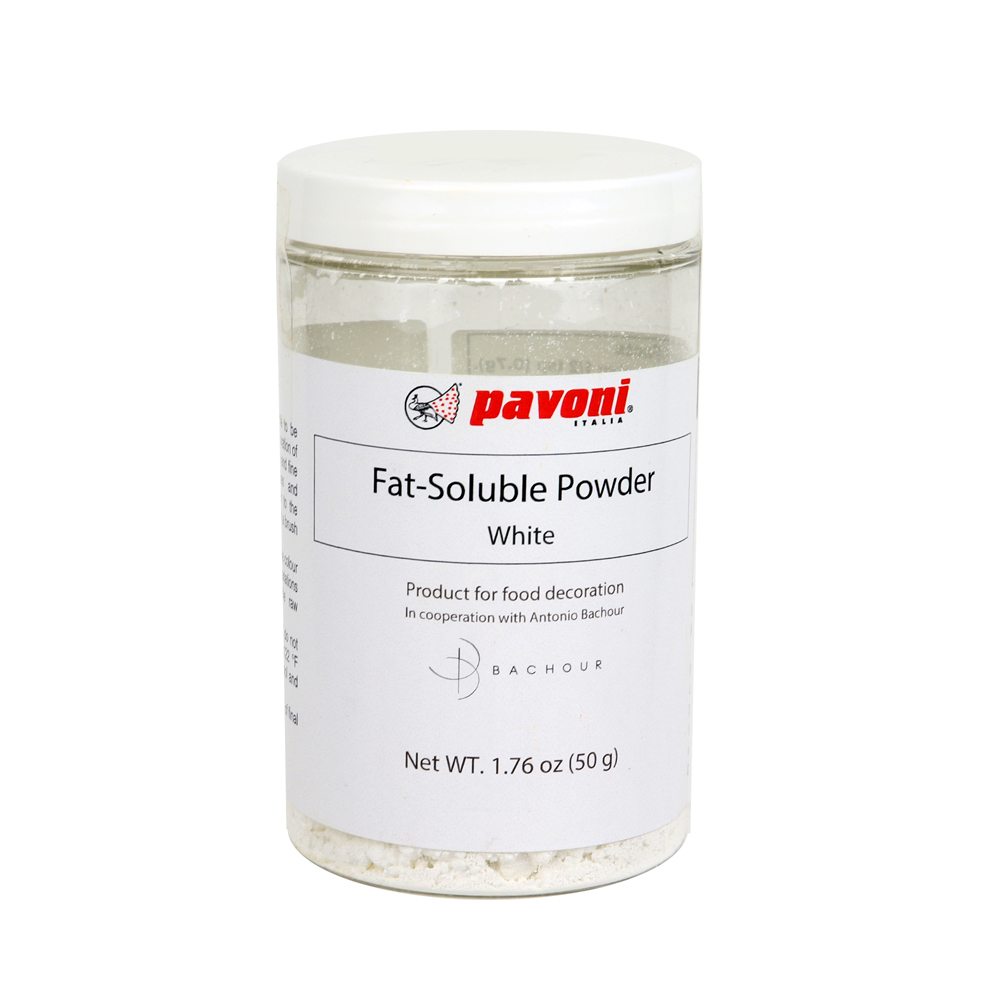 Pavoni White Fat Soluble Powder Food Color by Antonio Bachour, 50 gr. 