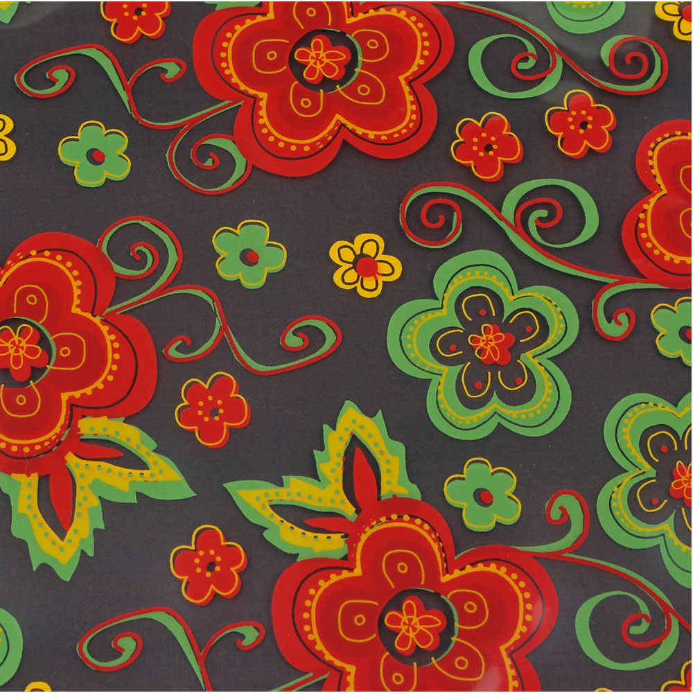 PCB Chocolate Transfer Sheet, Red, Green & Yellow Flowers - Pack of 17