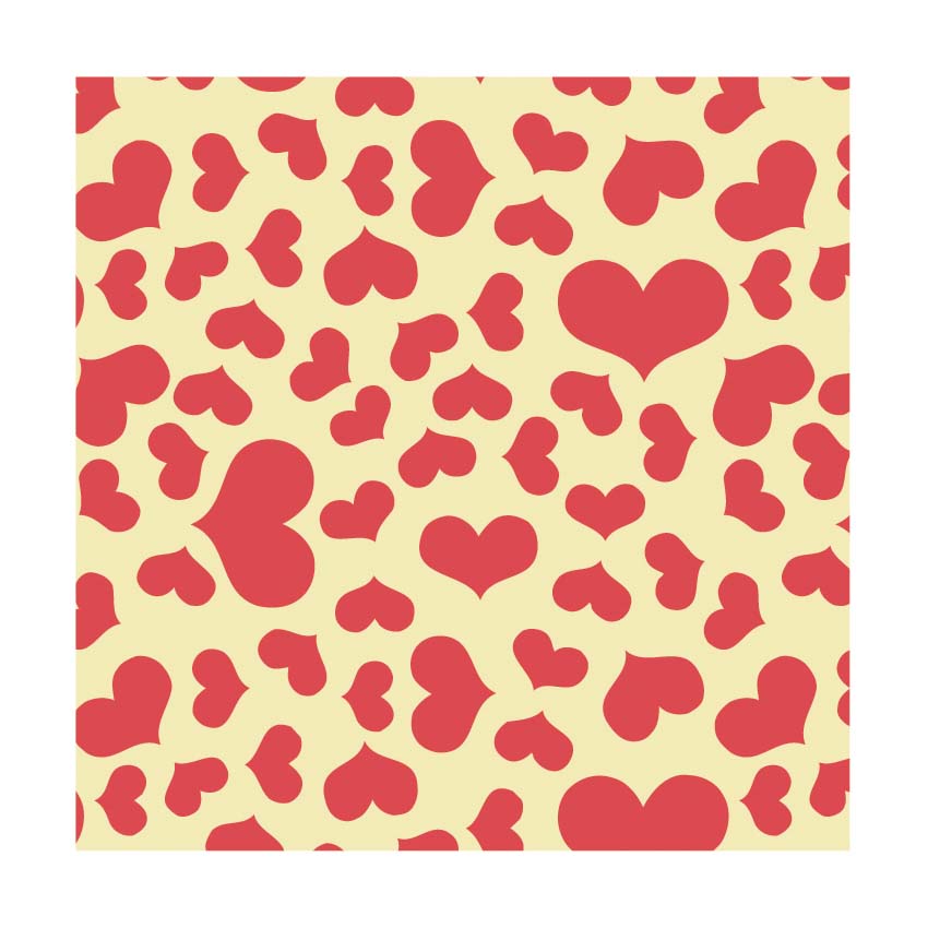 PCB Chocolate Transfer Sheet: Red Hearts. Each sheet 16" x 9" - Pack of 17