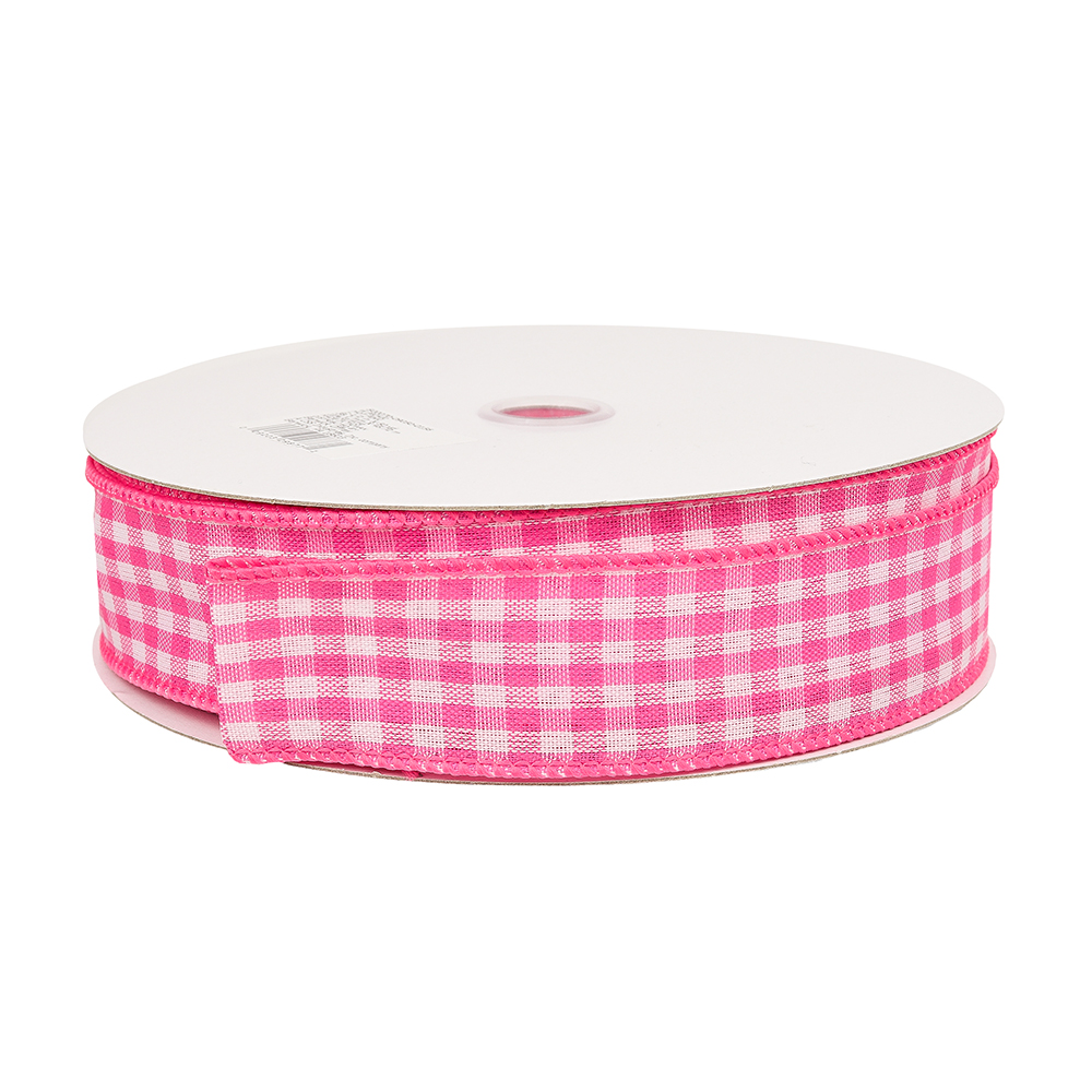 Pink & White Gingham Ribbon, 1-1/2