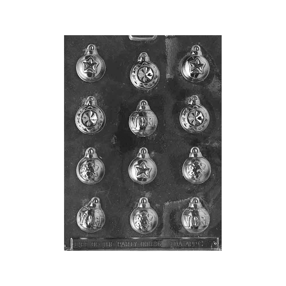 Plastic Bendable Chocolate Mold, Assorted Ornaments, 12 Cavities  