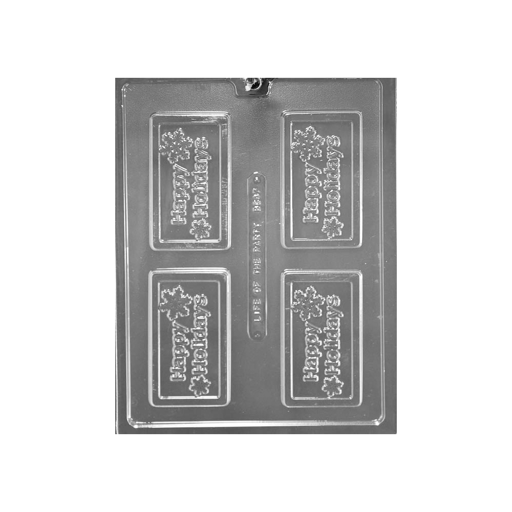 Plastic Bendable Chocolate Mold, Happy Holidays Business Card, 4 Cavities 