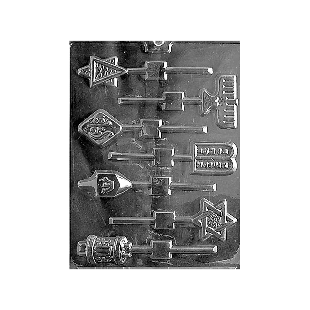 Plastic Bendable Chocolate Mold, Jewish Lolly, 7 Cavities