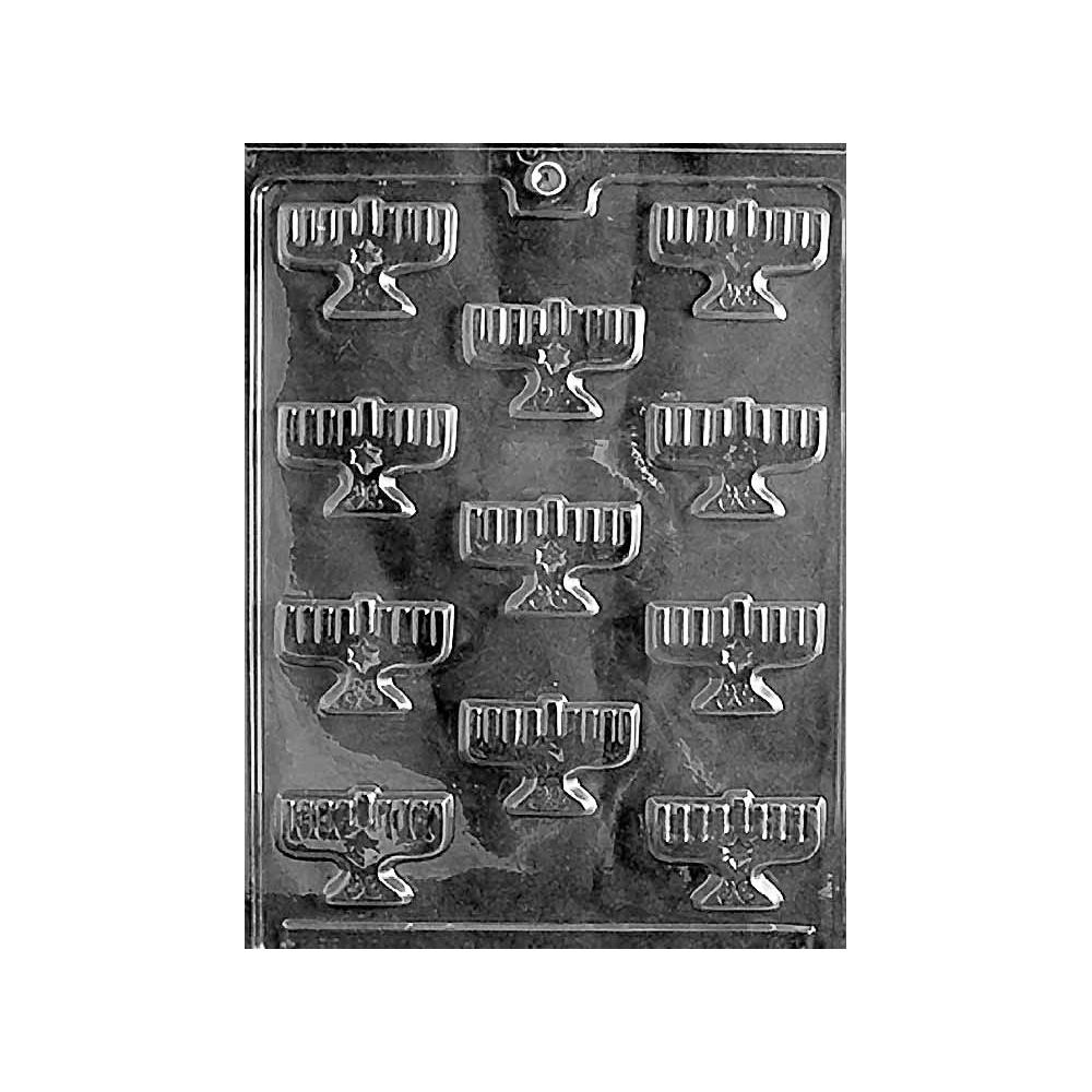 Plastic Bendable Chocolate Mold, Menorahs, 11 Cavities 