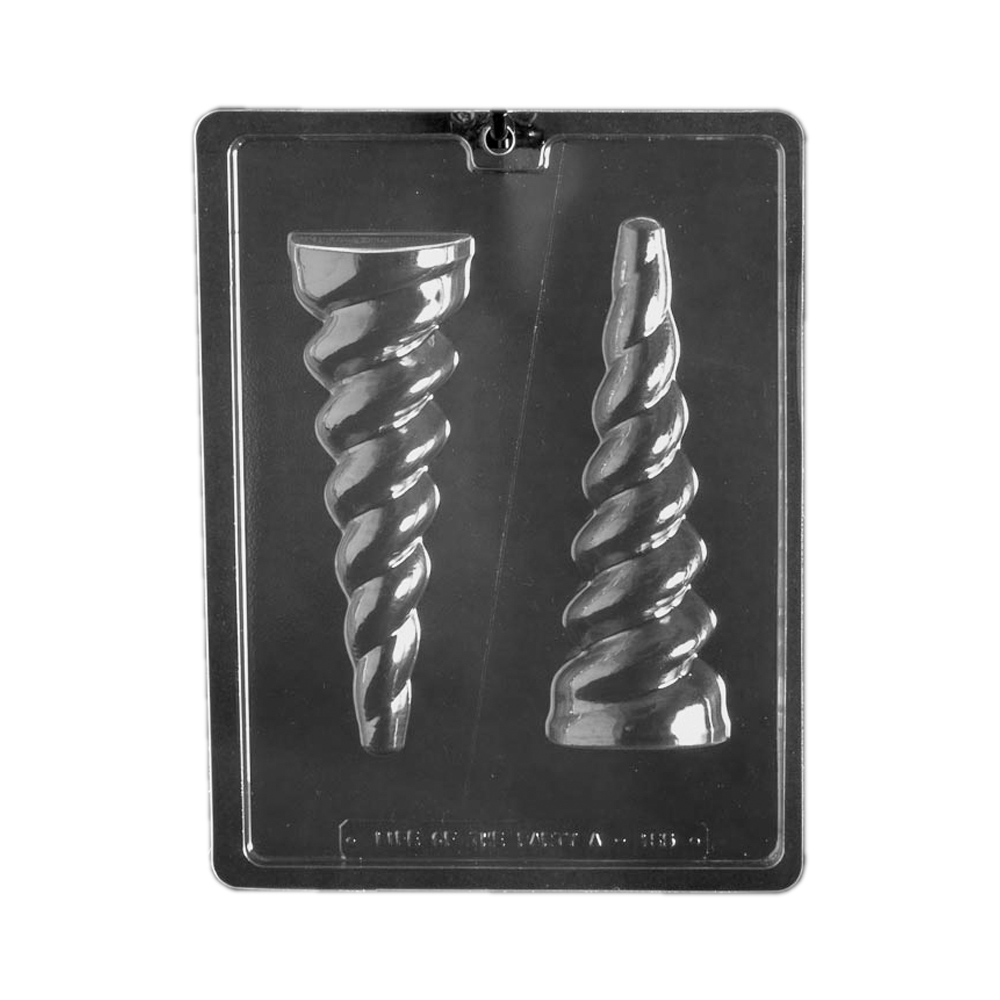 Plastic Chocolate Mold, 3D Unicorn Horn, 2 Cavities
