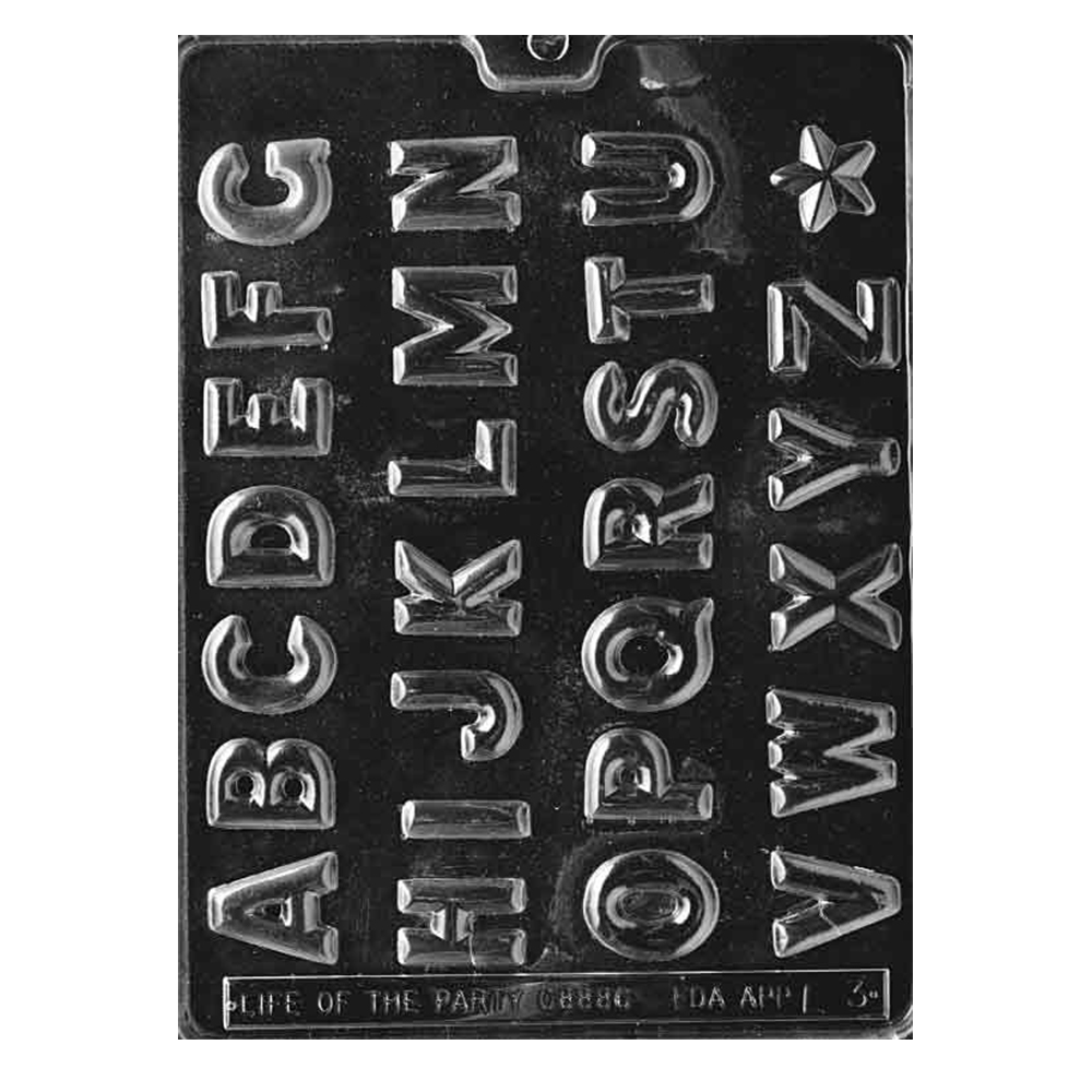 Plastic Chocolate Mold, Alphabet, 27 Cavities