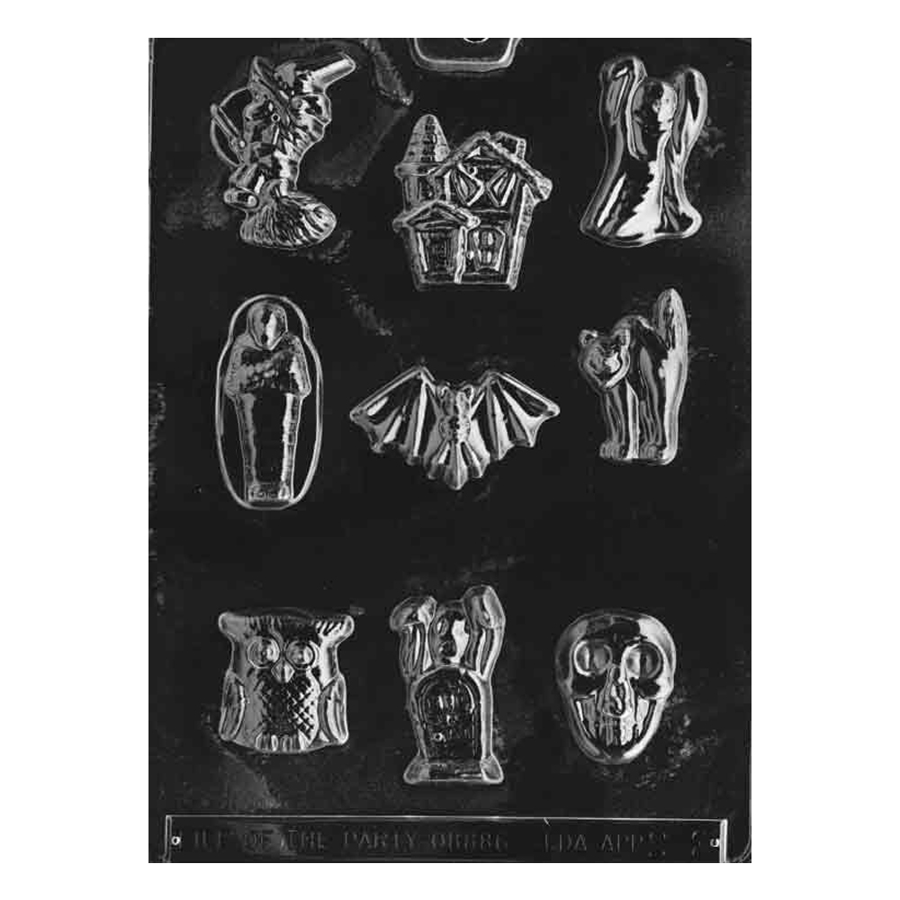 Plastic Chocolate Mold, Assorted Halloween Shapes, 9 Cavities