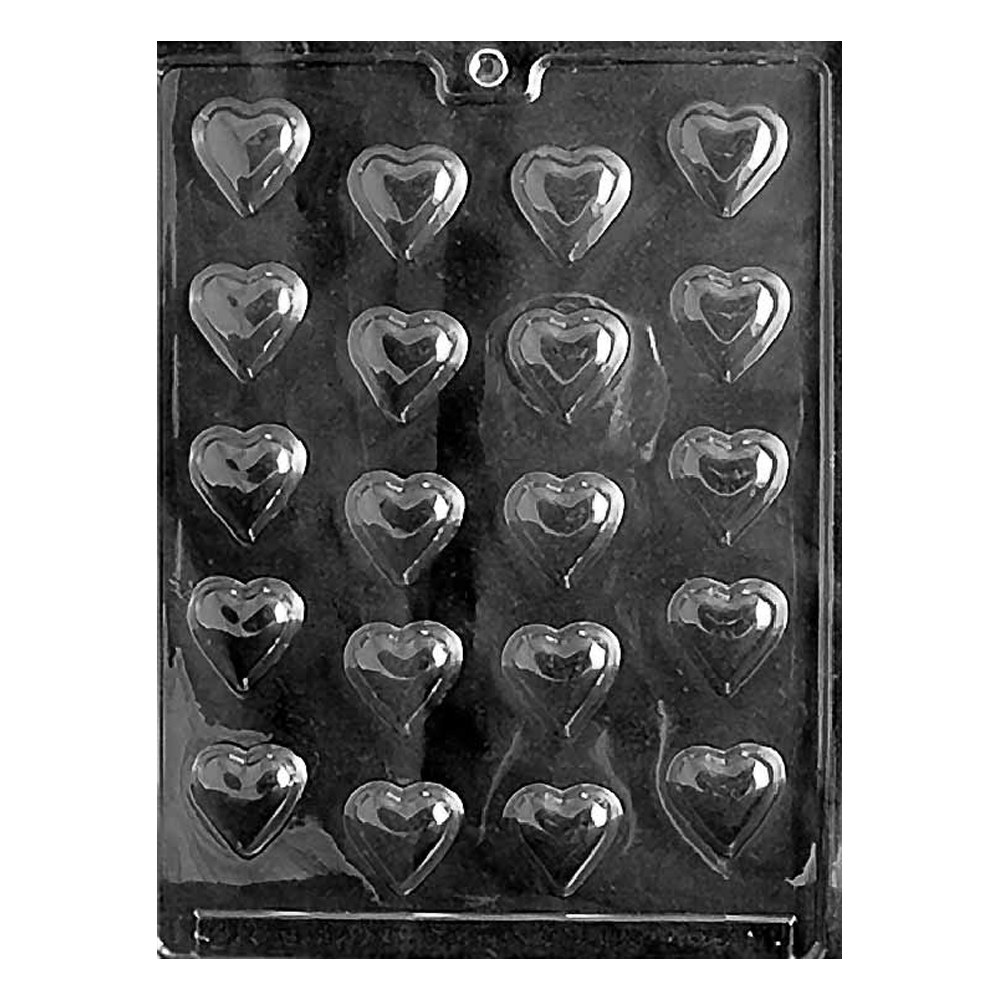 Plastic Chocolate Mold, Bite Size Hearts, 20 Cavities