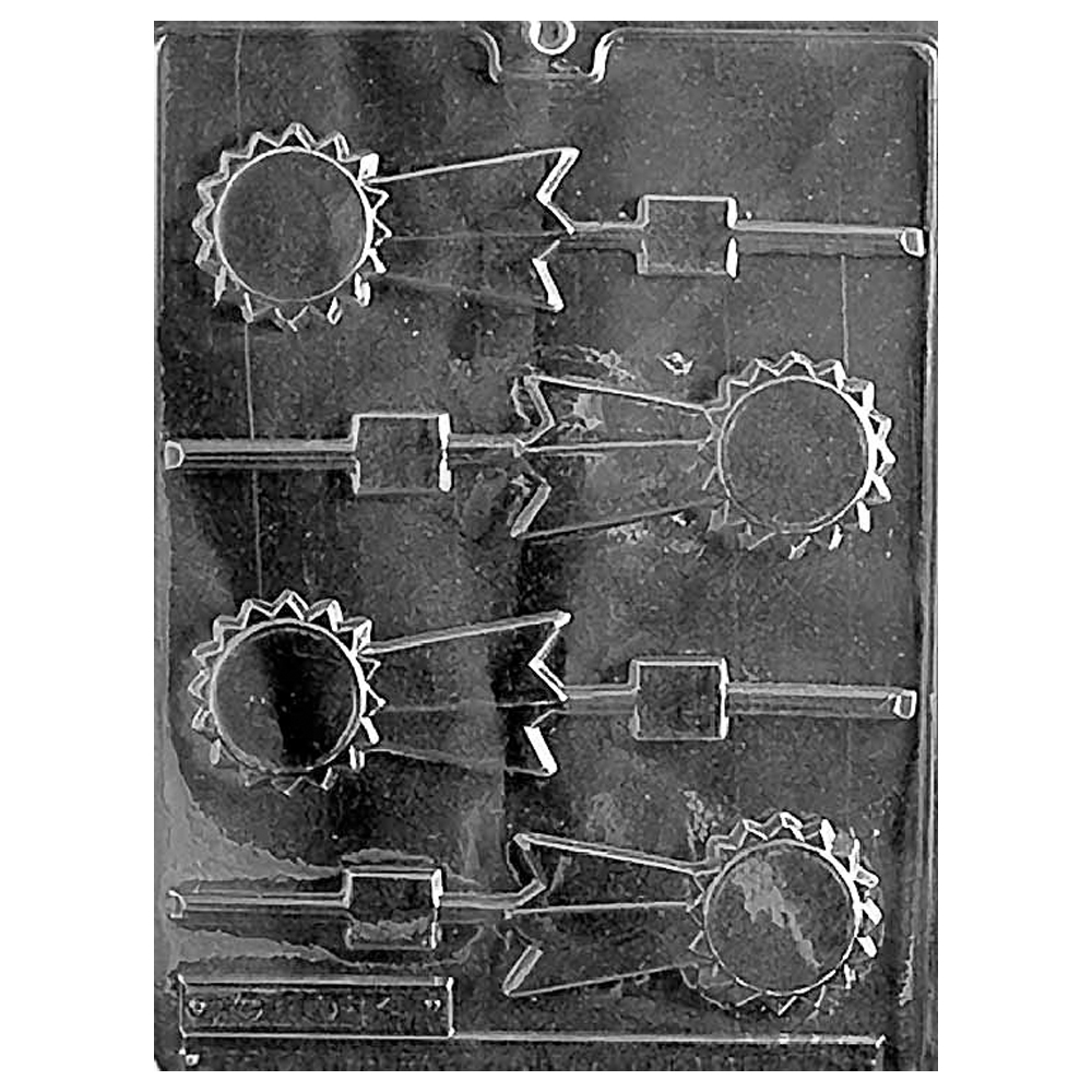 Plastic Chocolate Mold, Blue Ribbons Lollipop, 4 Cavities