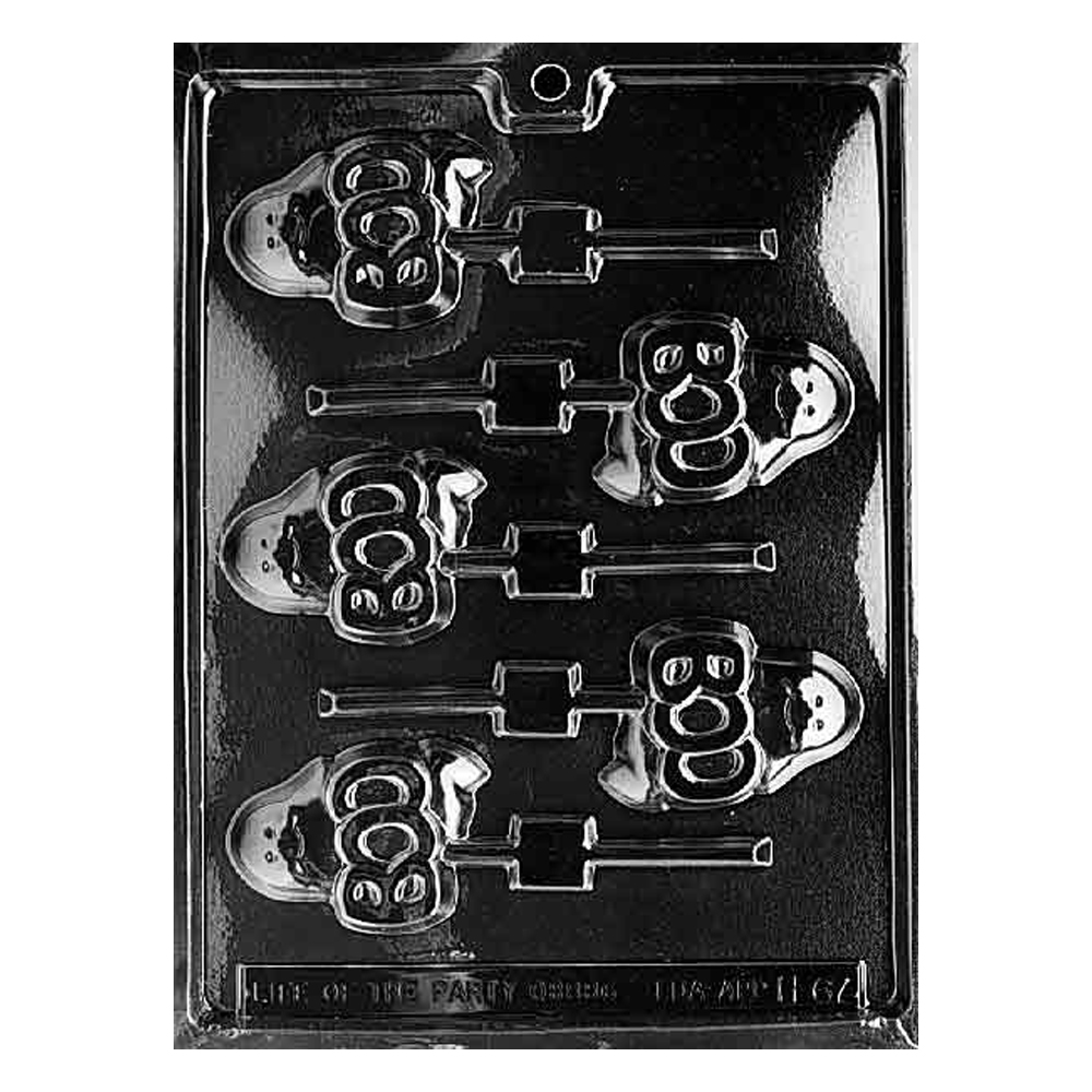 Plastic Chocolate Mold, Boo Ghost Lollipop, 5 Cavities