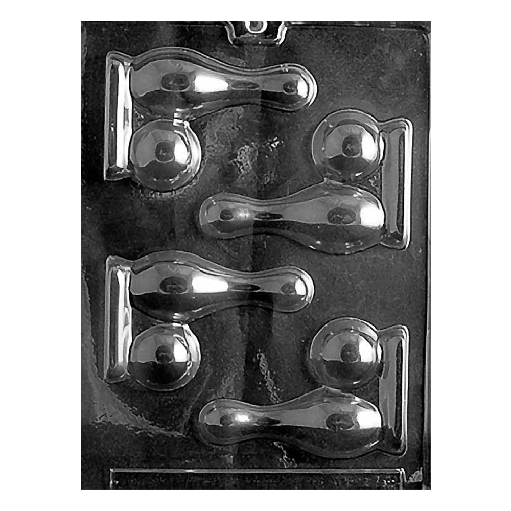 Plastic Chocolate Mold, Bowling Pin and Ball, 4 Cavities