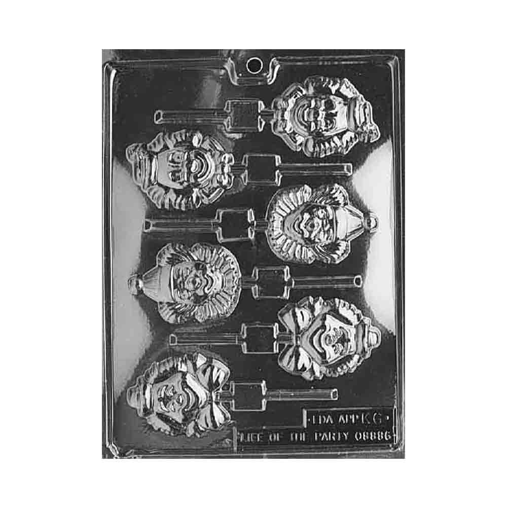 Plastic Chocolate Mold, Clown Face Lolly, 2 1/2"