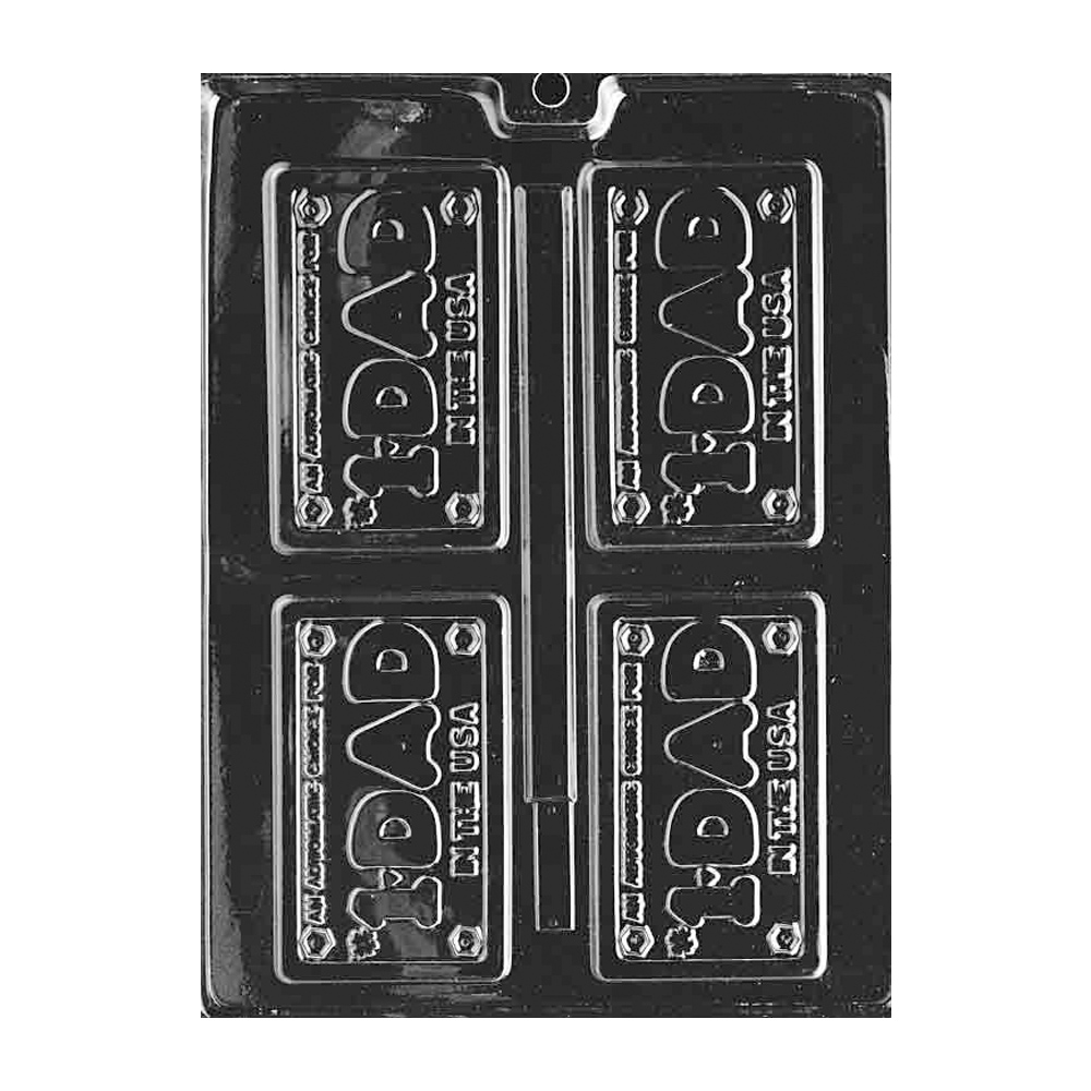 Plastic Chocolate Mold, Dad License Plate, 4 Cavities