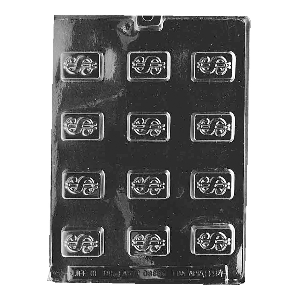 Plastic Chocolate Mold, Dollar Sign, 12 Cavities