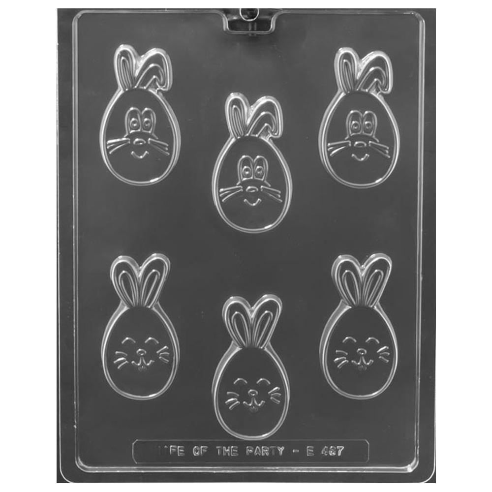 Plastic Chocolate Mold, Easter Bunny, 6 Cavities