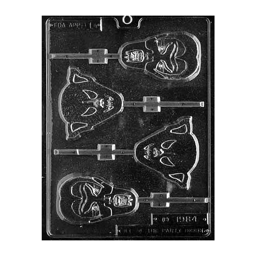 Plastic Chocolate Mold, Ghouls Lollipop, 4 Cavities