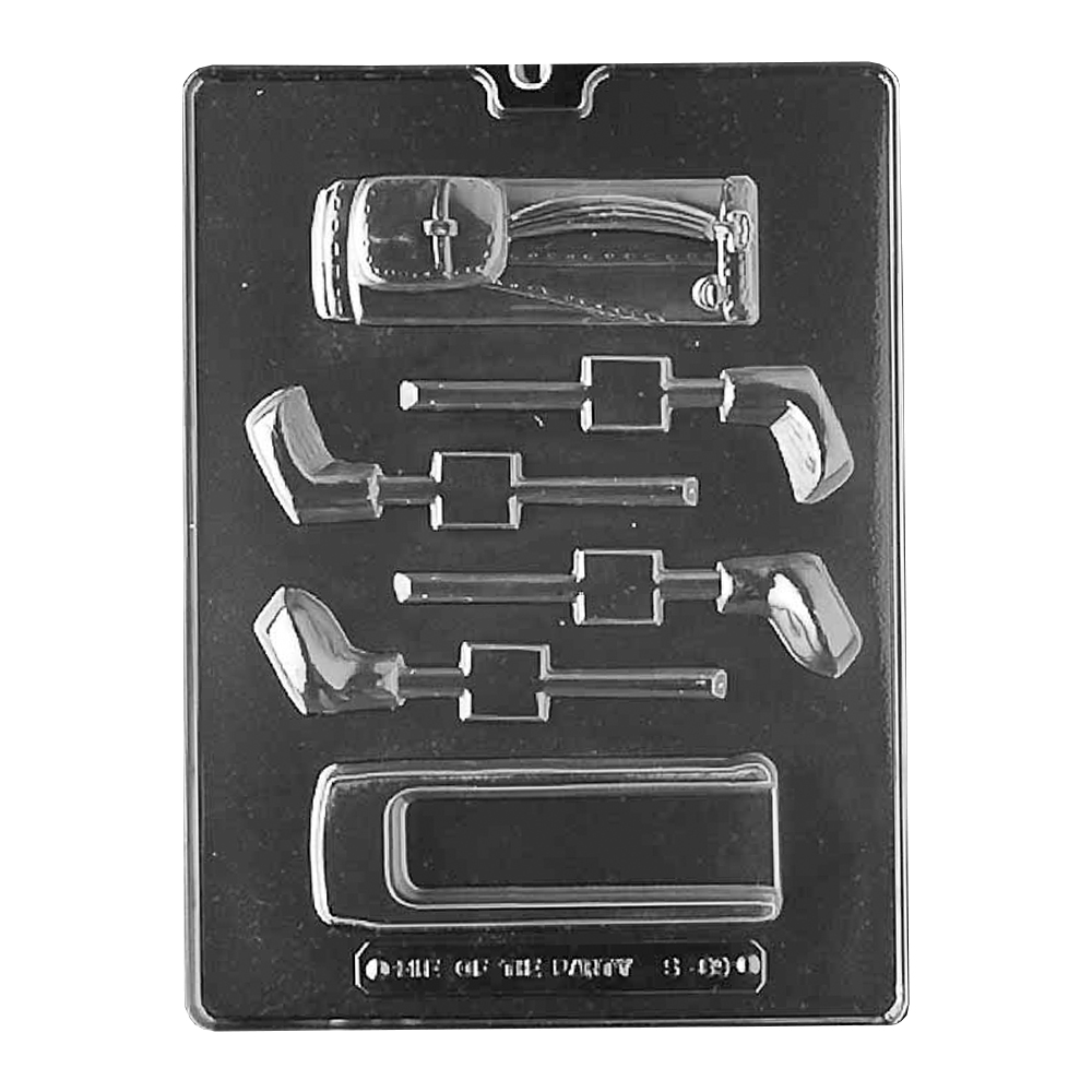 Plastic Chocolate Mold, Golf Bag & Clubs, 6 Cavities