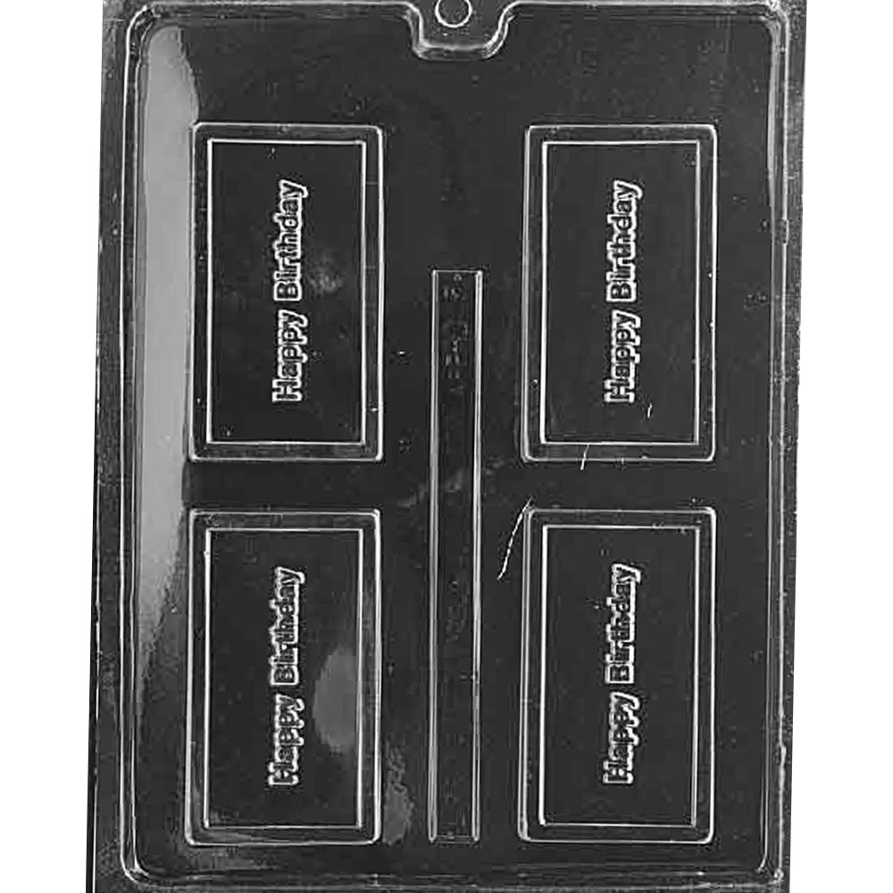 Plastic Chocolate Mold, Happy Birthday Business Card, 4 Cavities
