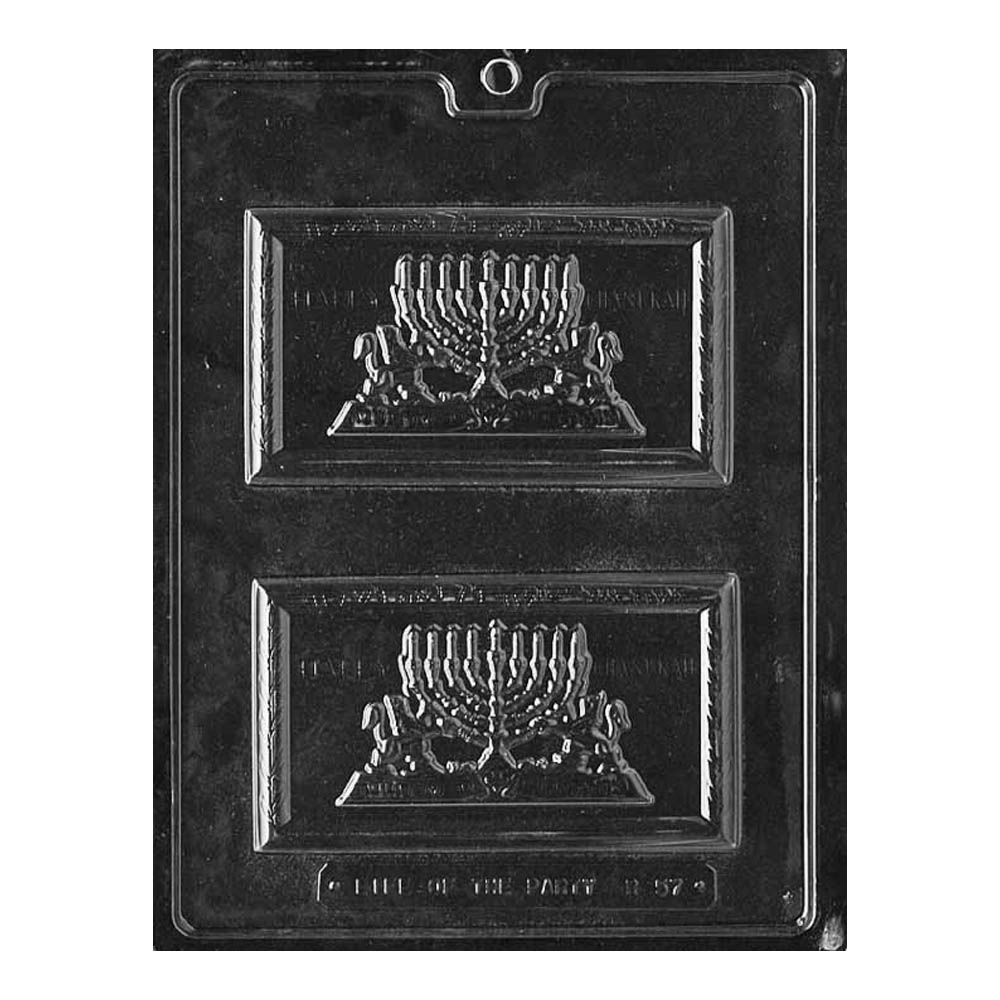 Plastic Chocolate Mold, Happy Chanukah Bar, 2 Cavities