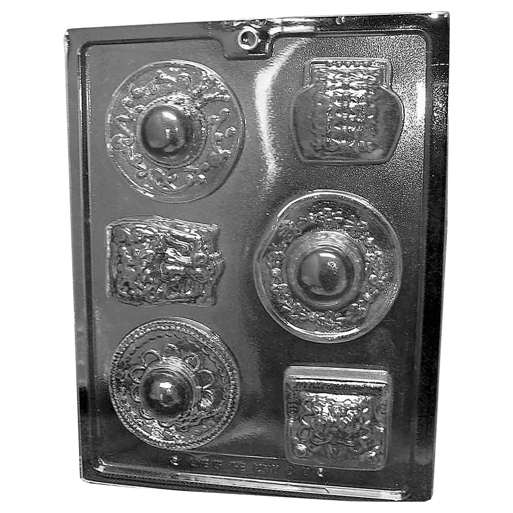Plastic Chocolate Mold, Hats & Purses, 6 Cavities