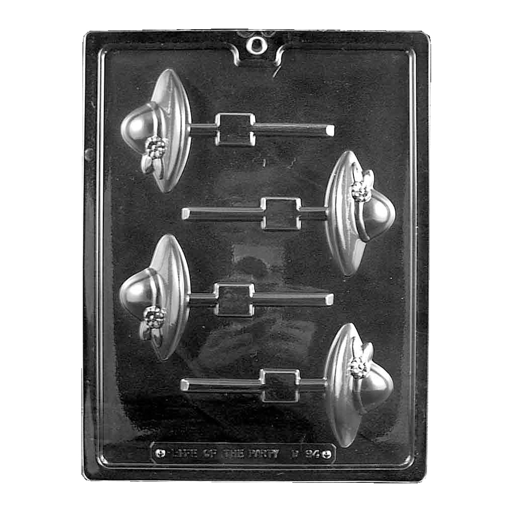 Plastic Chocolate Mold, Ladies Society Hat Lollipop, 4 Cavities
