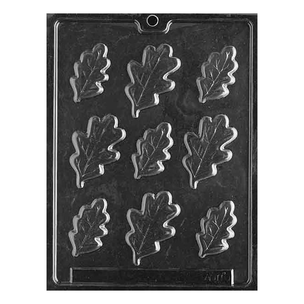 Plastic Chocolate Mold, Oak Leaves, 9 Cavities