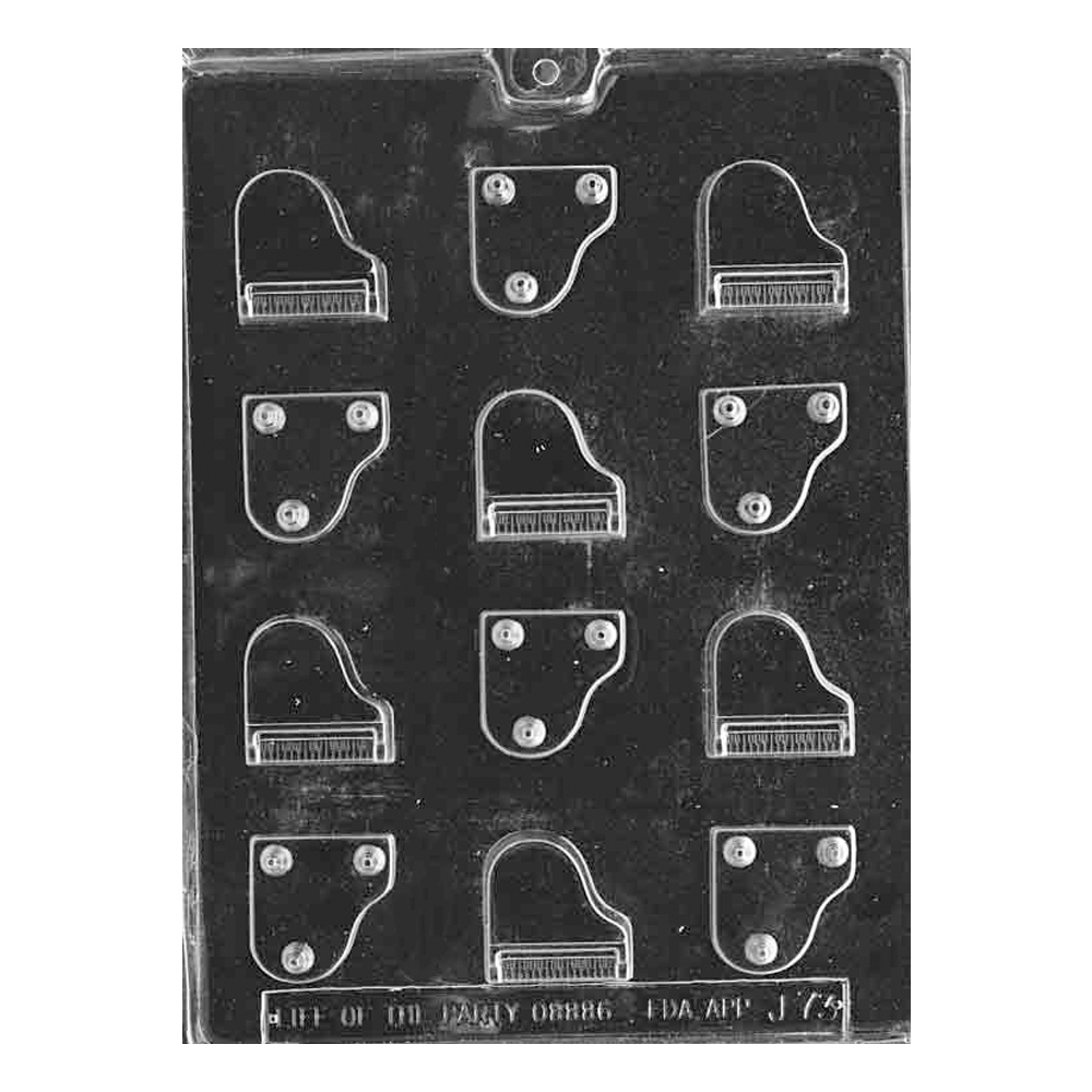 Plastic Chocolate Mold, Piano, 12 Cavities