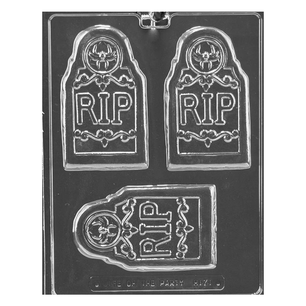 Plastic Chocolate Mold, RIP Tombstone Bar, 3 Cavities