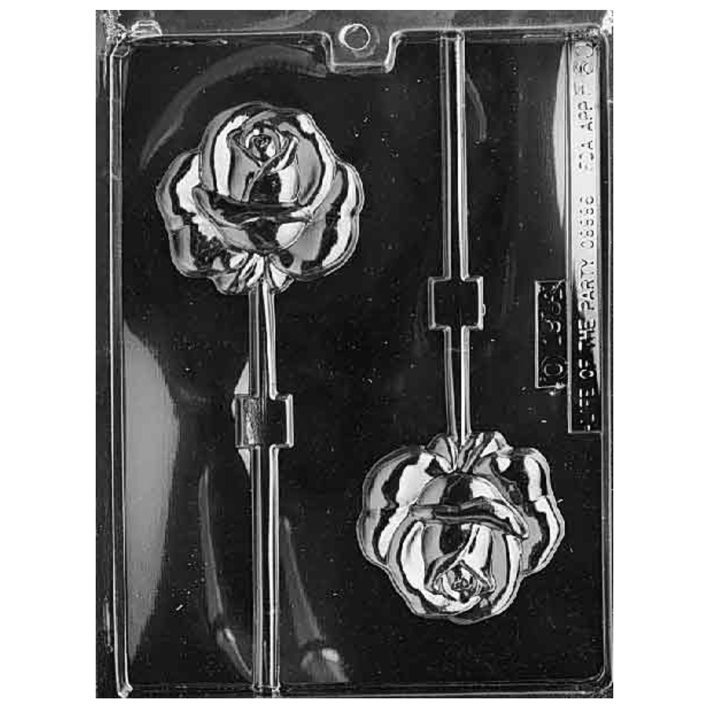 Plastic Chocolate Mold, Rose Lollipop, 2 Cavities