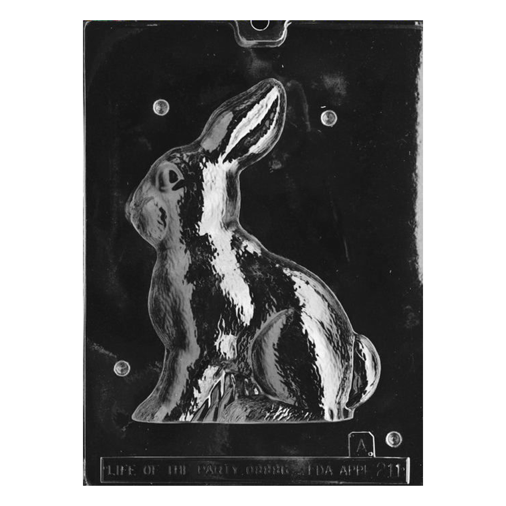 Plastic Chocolate Mold, Sitting Bunny, 1 Cavity