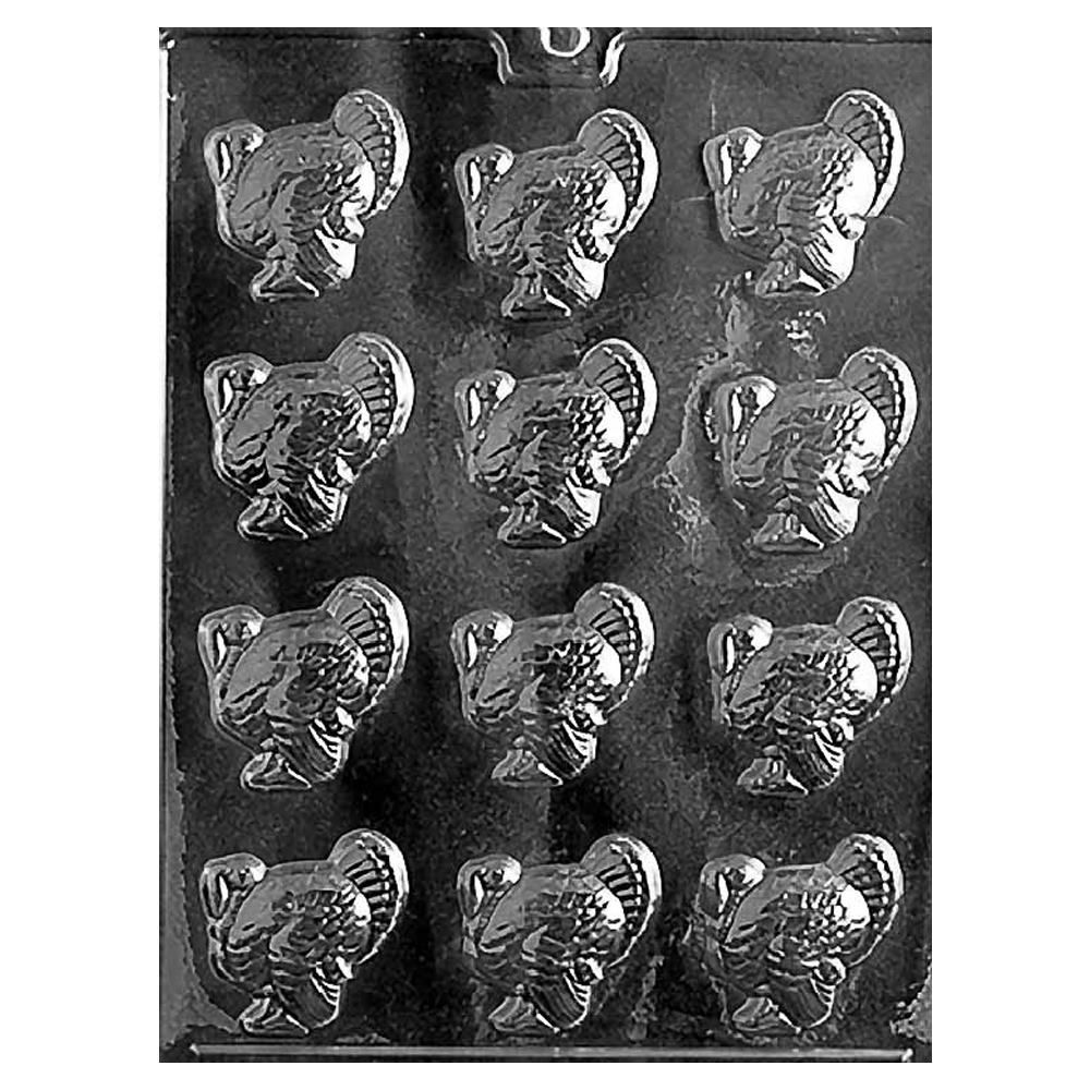 Plastic Chocolate Mold, Small Turkeys, 12 Cavities