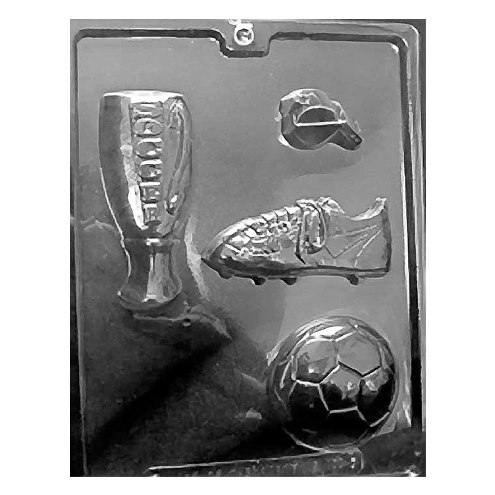 Plastic Chocolate Mold, Soccer Kit, 4 Cavities