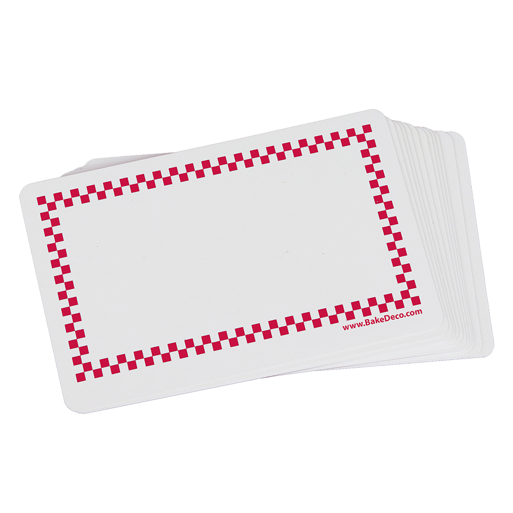 Plastic Sign Card 2-1/8" x 3-1/4" with Decorative Trim, Red