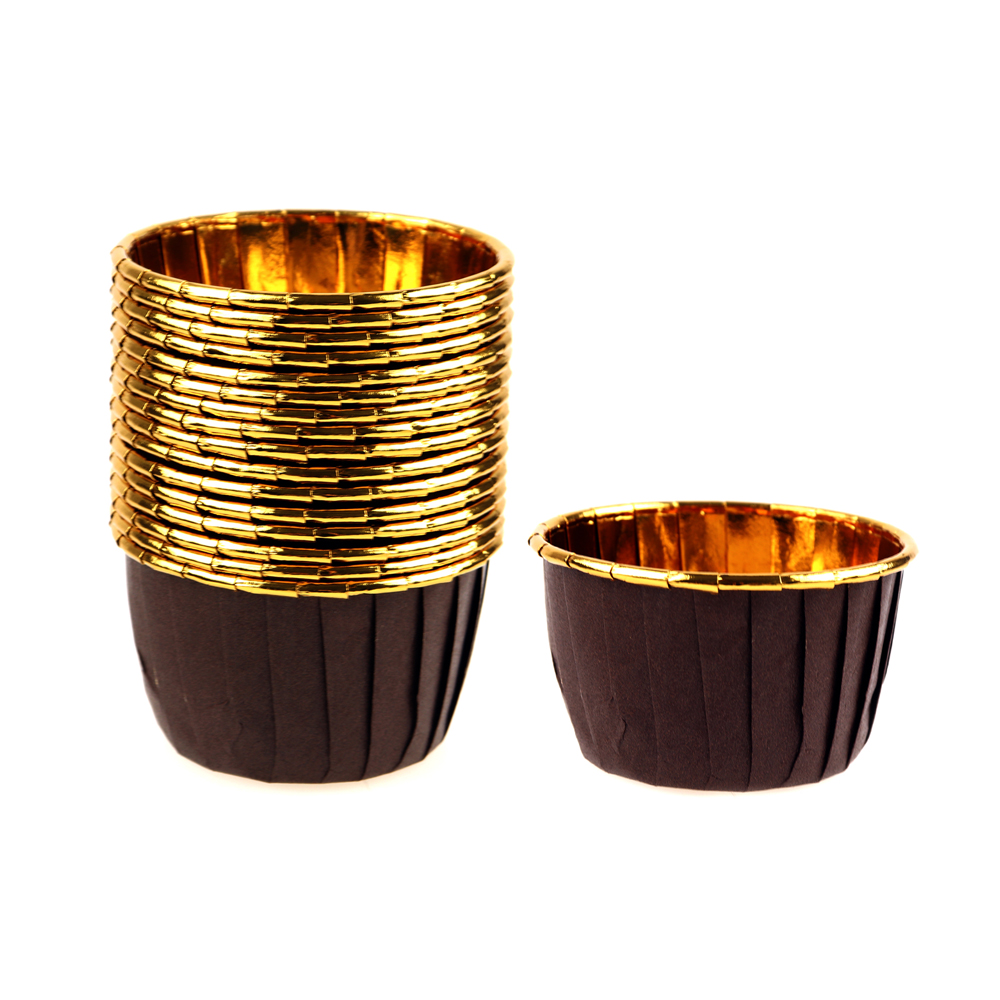 Pleated Muffin Cup with Gold Insert, Pack of 16