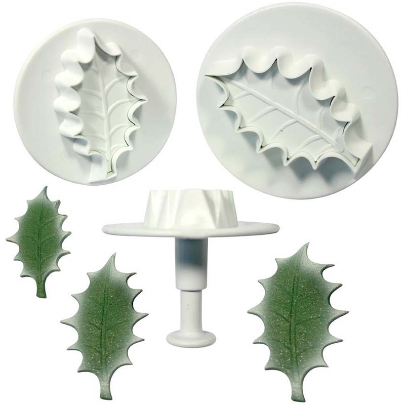 PME Veined Holly Leaf Plunger Cutters, Extra Large, Set of 3 Cutters 